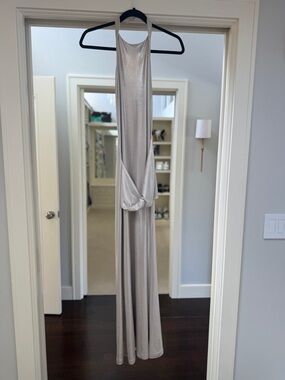 Zara Metallic Silver Slip Skirt